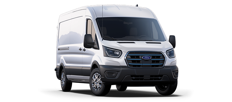 E-Transit 2026, couleur Blanc Oxford, vue trois-quart