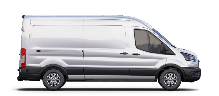 E-Transit 2026, couleur Blanc Oxford, vue de côté